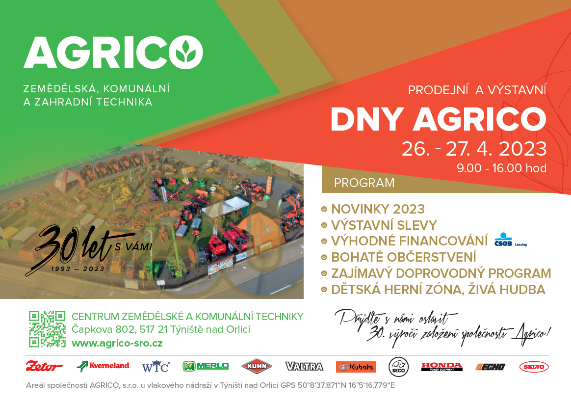 Pozvánka - Prodejní a výstavní dny AGRICO 2023